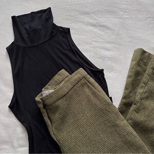 Max Mara Wool Angora Green Plaid Straight Leg Trousers Pants Luxury Designer XS